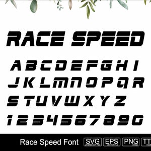 Racing Schrift Geschwindigkeit Racing Alphabet SVG Cricut Silhouette Schriftart Sport Rasse Alphabet Rasseschrift Initialisierbare Ttf Otf Schriftart SVG Eps Png