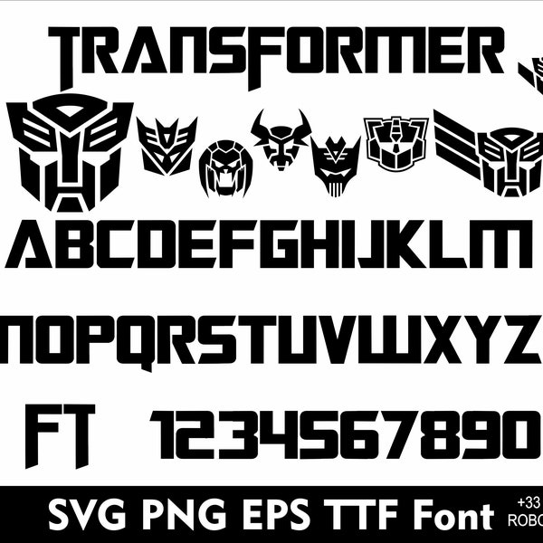 Transform Font Alphabet SVG Transform Head Skine Robot Logo Font Transformer Faces Svg Transform Letter Svg Robot , Robot Font Svg Png TTF