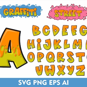 ストリート グラフィティ フォント SVG ストリート グラフィティ アルファベット グラフィティ文字 Cricut SVG フォント、ストリート グラフィティ SVG PNG EPS Ai