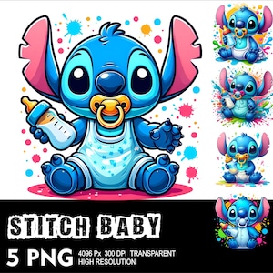 Baby Stitch 5 PNG Design Hohe Auflösung, transparenter Hintergrund Design PNG Geeignet für Sublimation PNG Stitch Png