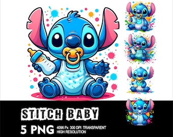 Baby Stitch 5 PNG Design High Resolution Transparent Background Design PNG Suitable for Sublimation PNG Stitch Png