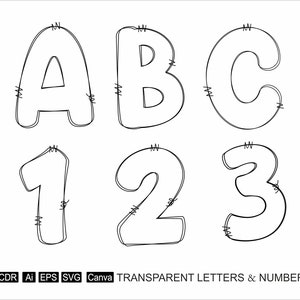 Letras Doodle PNG Transparente Doodle Alfabeto Letras Desenhadas à Mão Transparente Font Center Fill Letter para Canva Pdf Eps Svg Ai Cdr Png