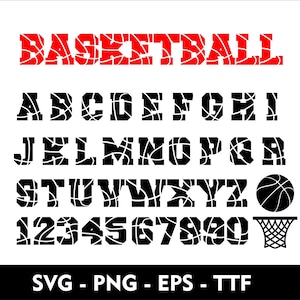 Basketball Alphabet Font SVG Letters and Numbers Basketball Font for Cricut SVG Cut file Sport Font  SVG Eps Png Ttf Font