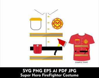 Super herói bombeiro traje camisa svg bombeiro herói traje svg png eps super-herói bombeiro svg herói bombeiro brinquedos tshirt design