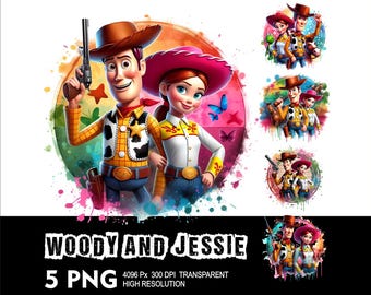 Toy Story Woody and Jessie 5 PNG Design High Resolution Transparent Background Design PNG Suitable for Sublimation PNG Woody and Jessie Png
