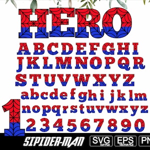 Spinne Held Schrift SVG, Spinne Alphabet Doodle SVG, Superheld Schrift SVG, Spinne Schrift für Cricut, Superheld Schrift, Spinne Schrift SVG, Png Eps Ai