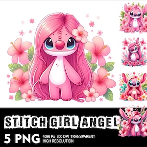 Angel Stitch 5 PNG Design High Resolution Transparent Background Design PNG Suitable for Sublimation PNG Girl Stitch Png