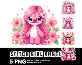 Angel Stitch 5 PNG Design High Resolution Transparent Background Design PNG Suitable for Sublimation PNG Girl Stitch Png