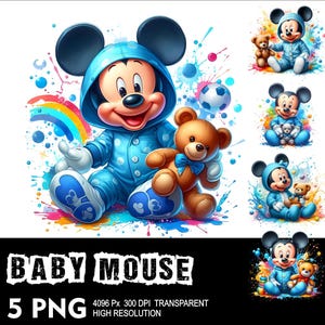 Baby Mickey 5 PNG Design Alta Risoluzione Sfondo Trasparente Design PNG Adatto per Sublimazione PNG Mouse Png