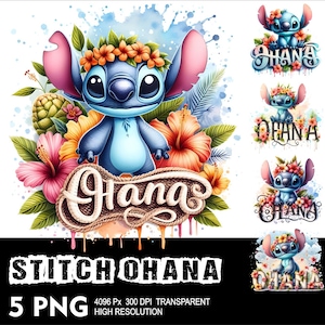 Ohana Stitch 5 PNG Design High Resolution Transparent Background Design PNG Suitable for Sublimation PNG Stitch Png