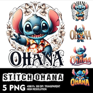 Ohana Stitch 5 PNG Design High Resolution Transparent Background Design PNG Suitable for Sublimation PNG Stitch Png