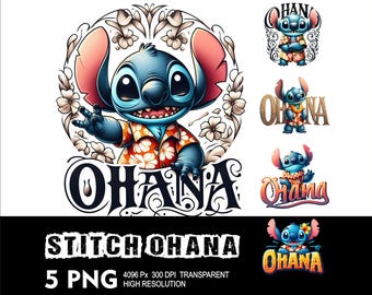 Ohana Stitch 5 PNG Design High Resolution Transparent Background Design PNG Suitable for Sublimation PNG Stitch Png