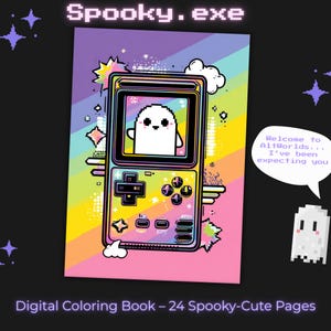 Spooky Cutie Retro Pixel Coloring Book | Kawaii Horror Vaporwave PDF