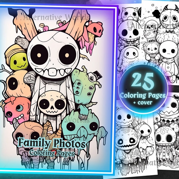 Goth Kawaii Dark Anime Spooky Monsters Coloring Book, Halloween Cute and Scary Pastel Goth Printable Adults & Teens Coloring Pages