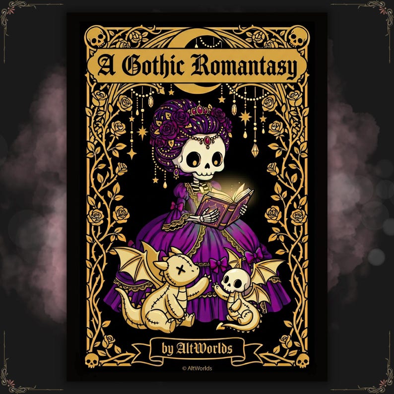 Spooky Cutie Romantasy Coloring Pages • Cryptids & Gothic Creatures PDF image 1