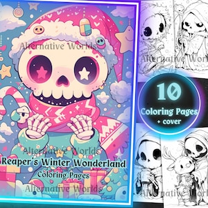 Spooky Cutie Christmas Coloring Book | Gothic Kawaii Winter PDF
