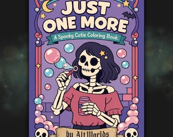 Spooky Cutie Coloring Book PDF | Cozy Gothic Cryptid & Skeleton Pages