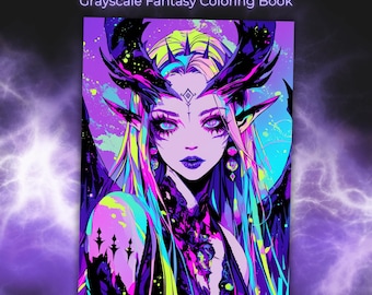 Gothic Fairy Coloring Book: Grayscale Witchy Art (PDF Download, 27 Pages)