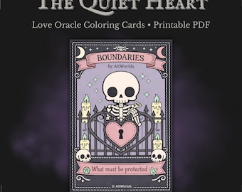 Love Oracle Coloring Pages PDF | Tarot Style Spooky Cutie Cards