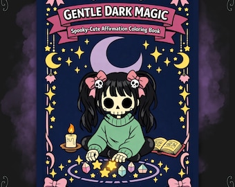 Affirmation Coloring Pages | Spooky Cutie Cryptid Plush Goth Magic PDF