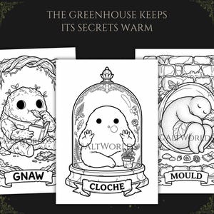Gothic Botanical Coloring Pages | Spooky Cutie Greenhouse Creatures PDF image 5