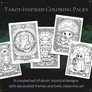 Spooky Cutie Tarot Coloring Book – Goblincore Plush Pages (PDF) image 3