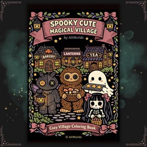 Libro para colorear de Spooky Cutie en PDF: Criptozoología, fantasmas y páginas góticas acogedoras.