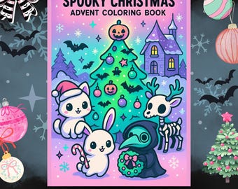 Spooky Cutie Christmas Advent – 24 Day Kawaii Coloring Book Countdown PDF