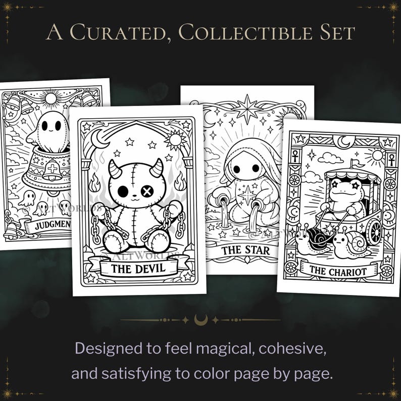 Spooky Cutie Tarot Coloring Book – Goblincore Plush Pages (PDF) image 7