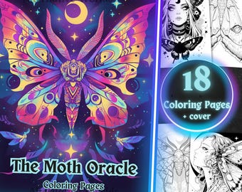 Pagine da colorare della Dea Falena: Strega Celeste Gotica (PDF)