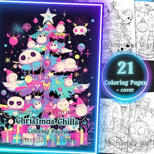 Spooky Kawaii Goth Christmas Coloring Book: Holiday PDF (8.5x11 in)