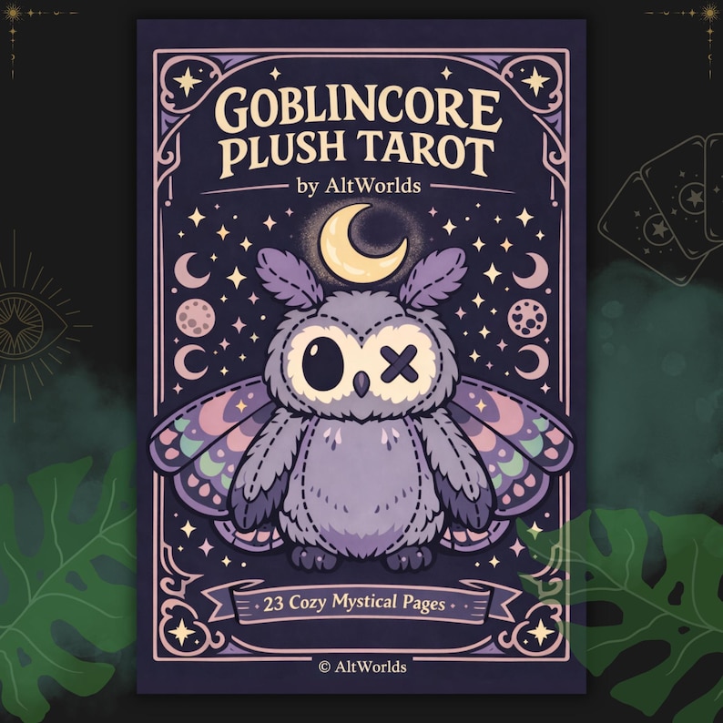 Spooky Cutie Tarot Coloring Book – Goblincore Plush Pages (PDF) image 1