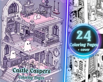Spooky Cute Ghost House Coloring Book | Pastel Goth Castle PDF