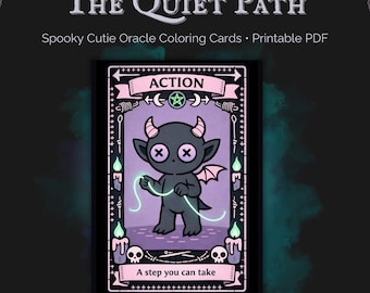 Oracle Coloring Pages PDF | Tarot Style Spooky Cutie Guidance Deck