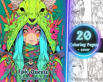 DND Anime Character Coloring Page Teen & Adult Dungeons and Dragons Coloring Book, Fantasy Printable DND Stuff, DND Character Coloring Sheet
