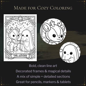 Spooky Cutie Tarot Coloring Book – Goblincore Plush Pages (PDF) image 5