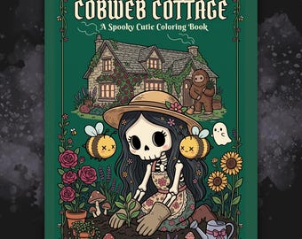 Dark Cottagecore Coloring Pages | Spooky Cutie Gothic Cottage PDF