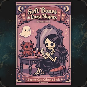 Livre de coloriage Spooky Cutie • Pages gothiques confortables Squelettes et créatures