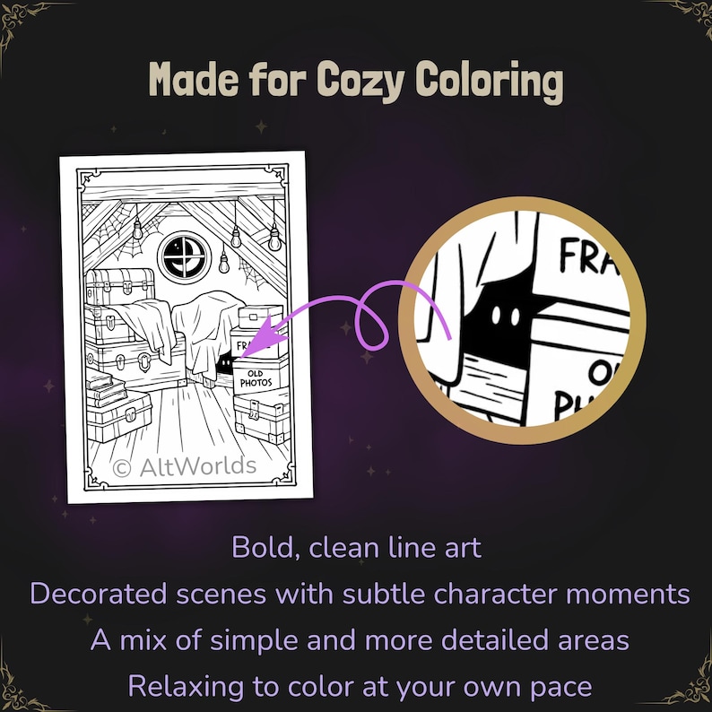 Spooky Cutie Coloring Book PDF, Cozy Gothic Coloring Pages image 4