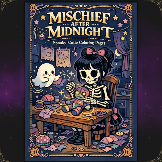 Spooky Cutie Coloring Book PDF, Cozy Gothic Coloring Pages