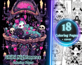 Pastel Goth Coloring Book: Creepy Kawaii Chibi Girls (PDF)