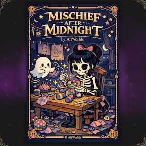 Libro para colorear de monada espeluznante (PDF), páginas para colorear góticas acogedoras