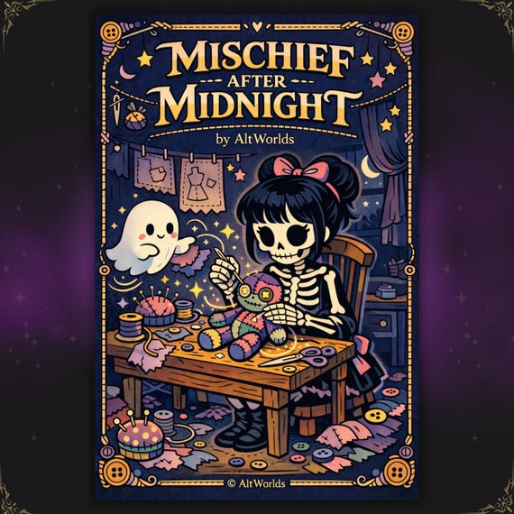Spooky Cutie Coloring Book PDF, Cozy Gothic Coloring Pages