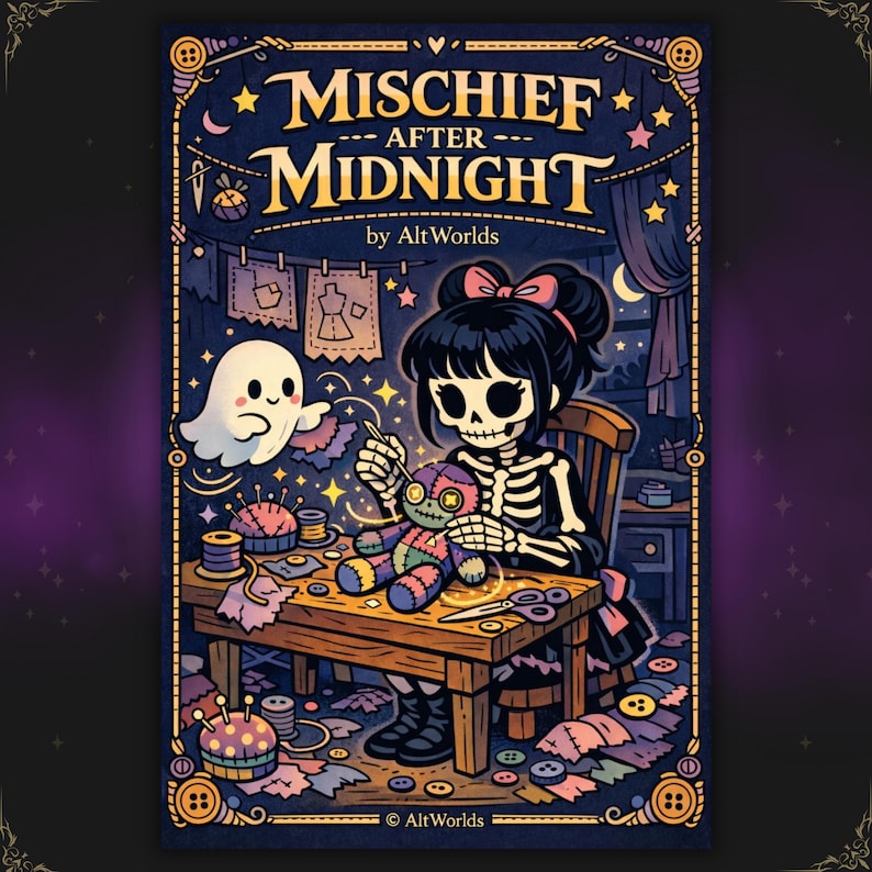 Spooky Cutie Coloring Book PDF, Cozy Gothic Coloring Pages image 1