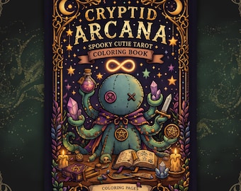 Gothic Tarot Coloring Pages | Spooky Cutie Plush Cryptid Kawaii PDF