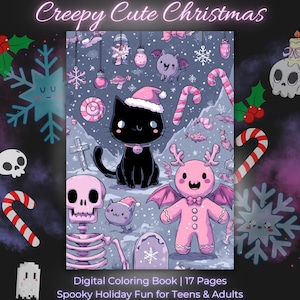Spooky Cutie Christmas Coloring Book | Kawaii Goth Holiday PDF