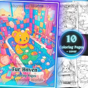 Goth Spooky Cute Cozy Coloring Pages, Pastel Creepy Kawaii Animals Sheet, Printable Grayscale Halloween Adults Teens Coloring Book Pdf