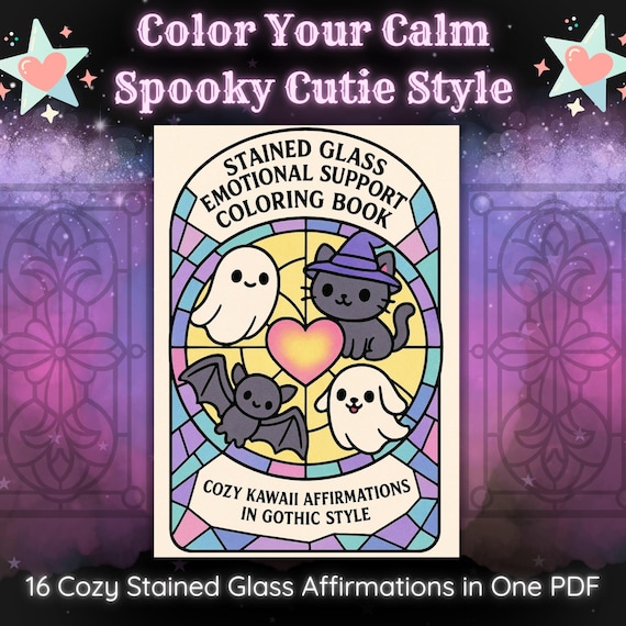 Positive Affirmation Coloring Book – Spooky Cutie Stained Glass PDF