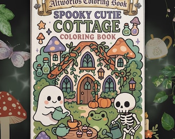 Goblincore Cottage Coloring Book • Spooky Cutie Gothic PDF