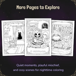 Spooky Cutie Coloring Book PDF, Cozy Gothic Coloring Pages image 5
